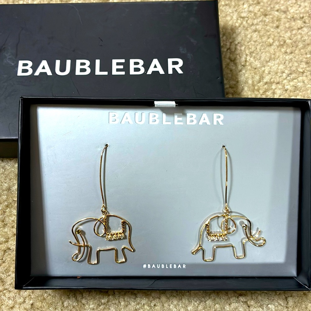 NEW BaubleBar elephant rhinestone drop earrings NWT
